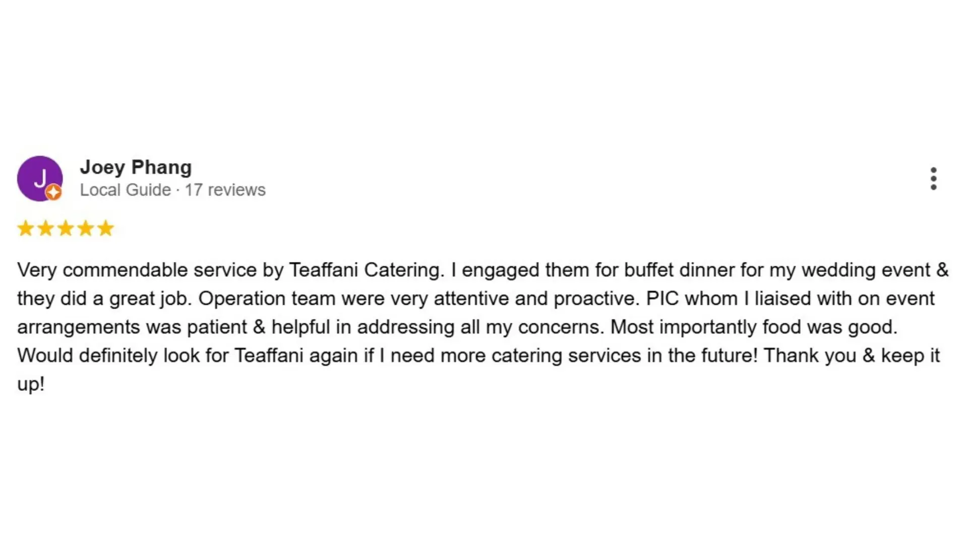 Teaffani Catering Wedding Halal Feedback